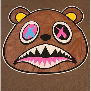 Baws Graphic Print T-Shirt Bear Head Design‎ Short Sleeve Casual XL